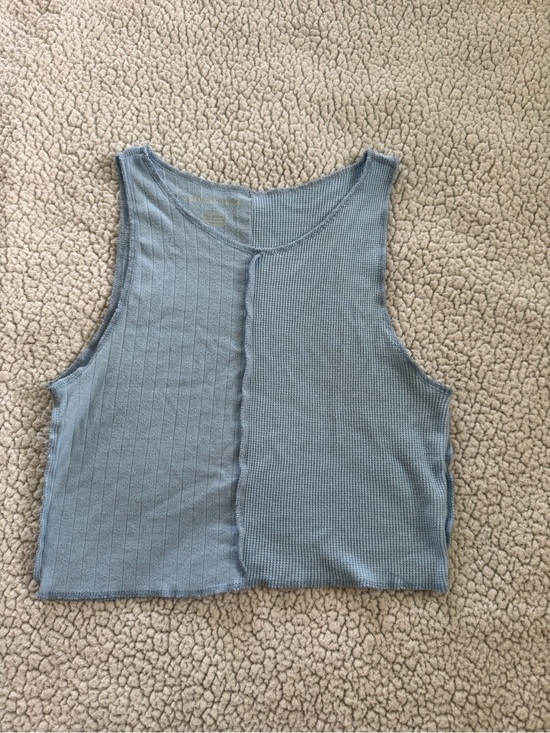 American Eagle Outfitters Tops - American Eagle Outfitters Two-Texture Light Blue Crop Tank